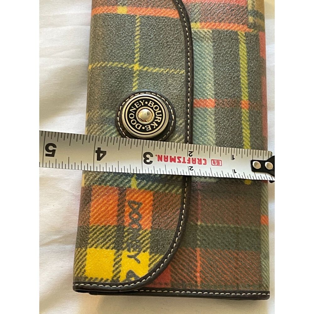 Dooney & Bourke Leather Tartan Plaid Long Logo Wallet Brown Multi ~Excellent - Picture 16 of 16